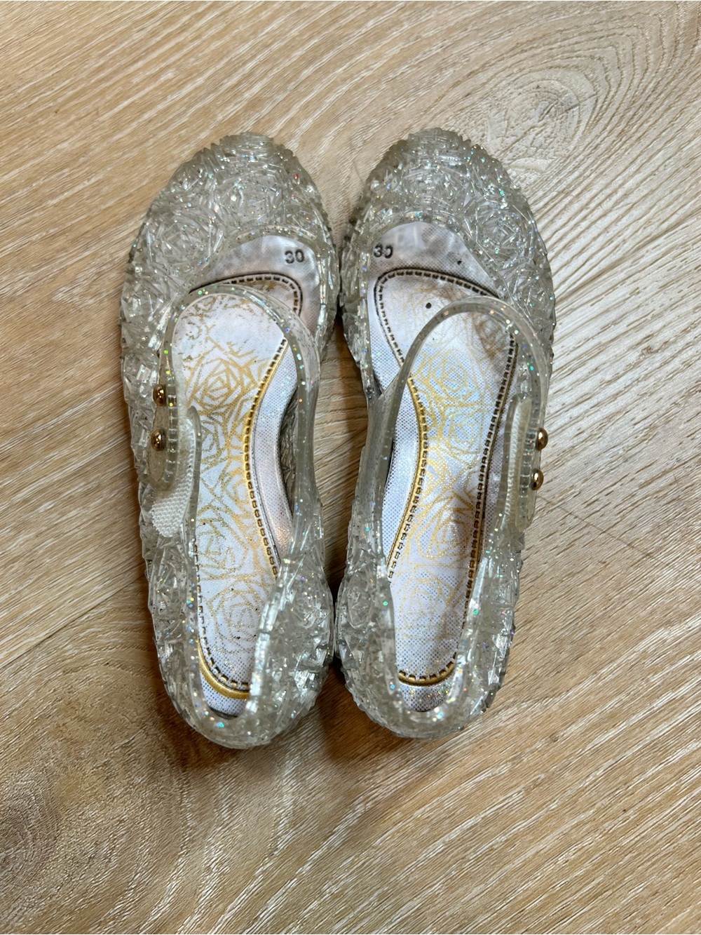 GUGUYeah Clear Sparkle Princess Jelly Flats Girls Slip On Dress Shoes Girls 11